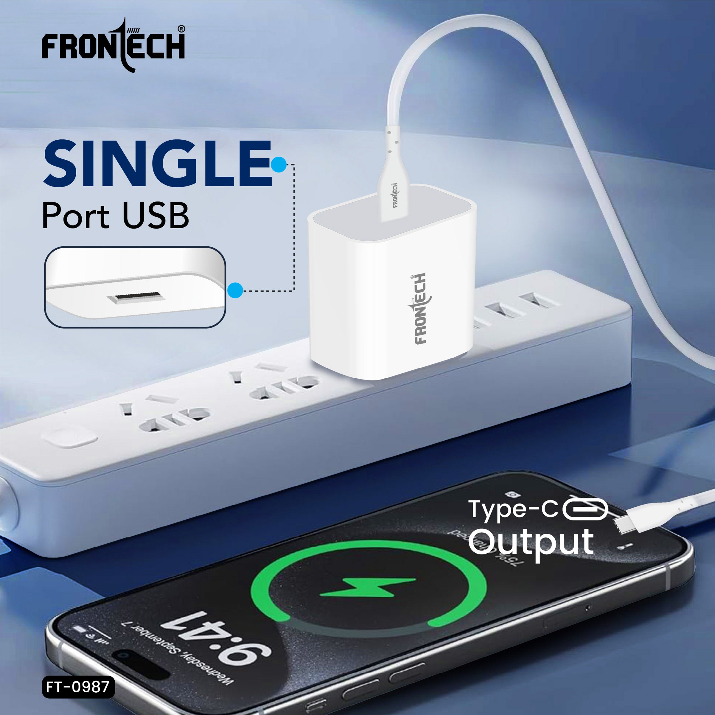 Frontech 44W FC Charger with Type-C Cable | Fast Charging Adapter with Smart Chip & Multi-Protection for Smartphones & Tablets(FT-0987) Frontech 44W FC Charger with Type-C Cable | Fast Charging Adapter with Smart Chip & Multi-Protection for Smartphones & Tablets(FT-0987)